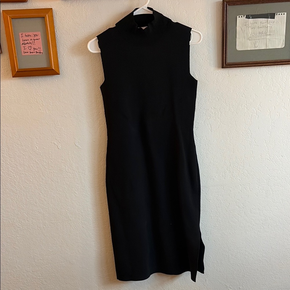 Black Ribbed Body Con Dress